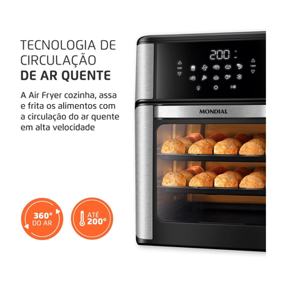 Fritadeira Air Fryer Forno Oven 12L, Mondial