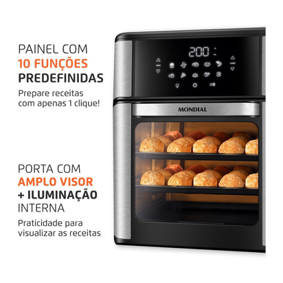 Fritadeira Air Fryer Forno Oven 12L, Mondial