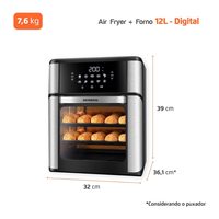 Fritadeira Air Fryer Forno Oven 12L, Mondial